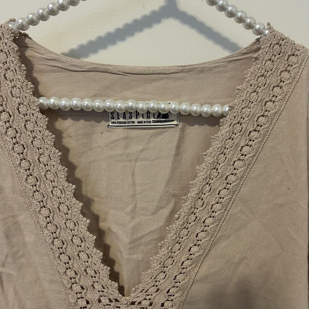 SEASPICE White 100% Peruvian Cotton Large Crochet Lace Tunic Beach Swim Coverup - Picture 4 of 11